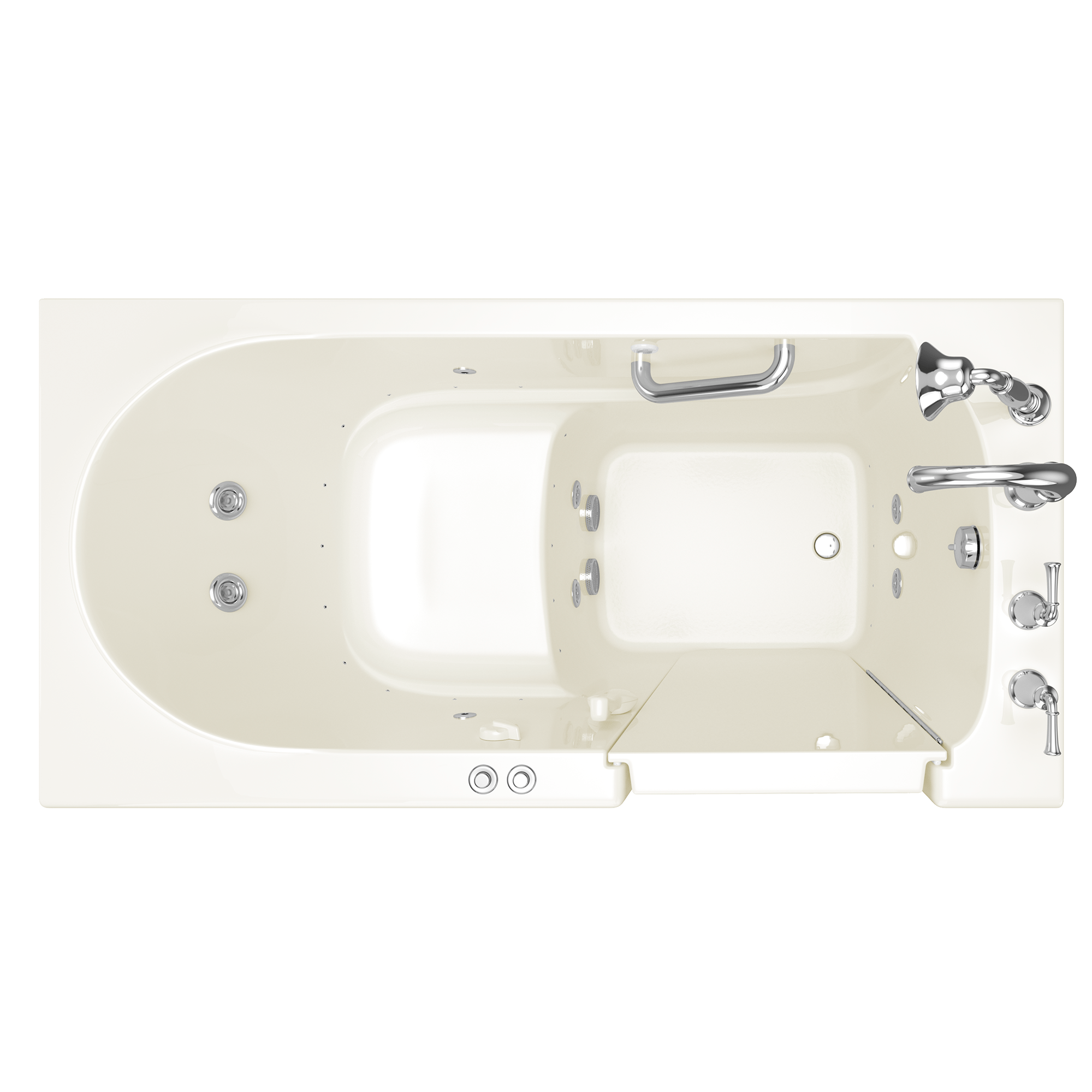 Gelcoat Value Series 60x30 Inch Walk In Bathtub with Combination Whirlpool and Air Spa System   Right Hand Door and Drain WIB LINEN